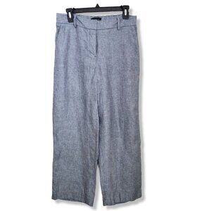 TALBOTS 100% Linen Trouser Women's SZ 2 Blue Ankle Dress‎ Pants (30x26) Wide Leg